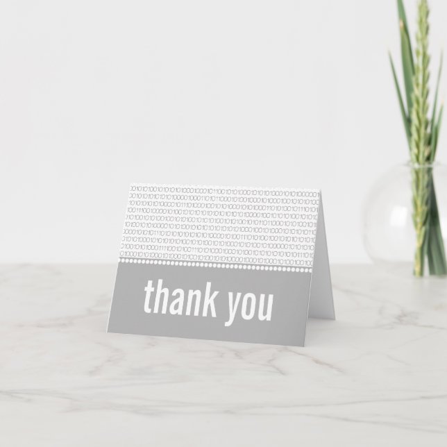 Geek Chic Binary Code Thank You Card, Gray (Front)