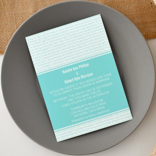 Geek Chic Binary Code Wedding Invitation, Aqua