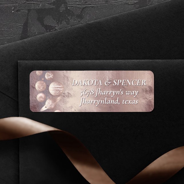 Geek Chic Wedding | Copper Rose Gold Shiny Address Label (Creator Uploaded)