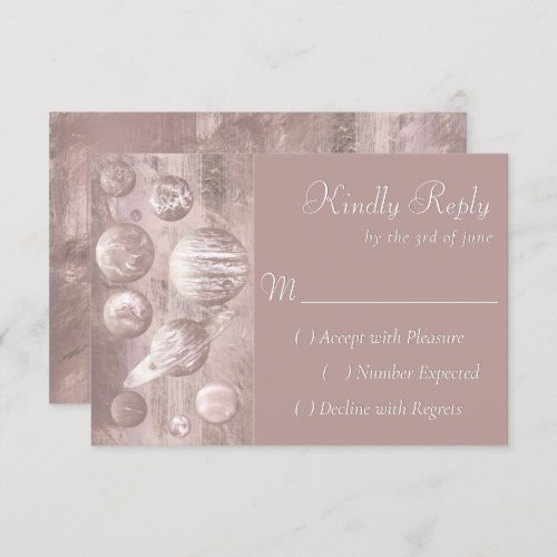 Geek Chic Wedding  Copper Rose Gold Shiny RSVP Card