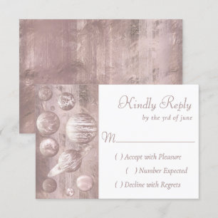 Geek Chic Wedding Copper Rose Gold Shiny RSVP Card