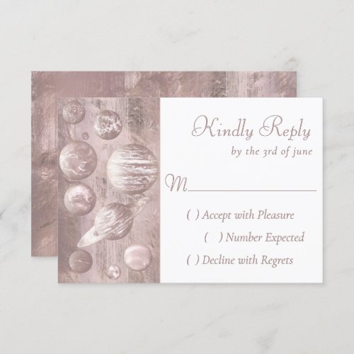 Geek Chic Wedding  Copper Rose Gold Shiny RSVP Card