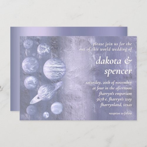 Geek Chic Wedding  Dusty Lavender Solar System Invitation