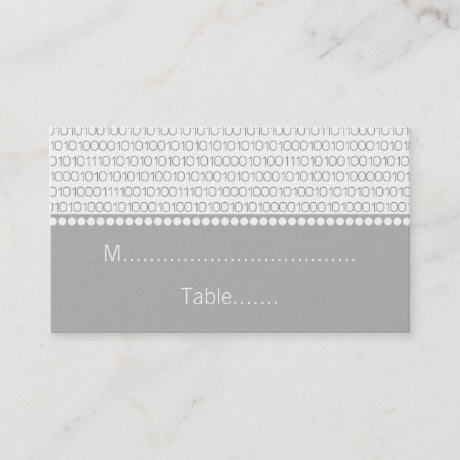 Geek Chic Wedding Place Cards, Gray Place Card (Front)
