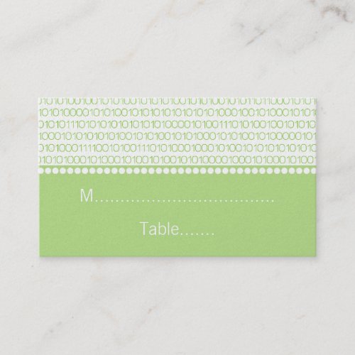 Geek Chic Wedding Place Cards Green Place Card