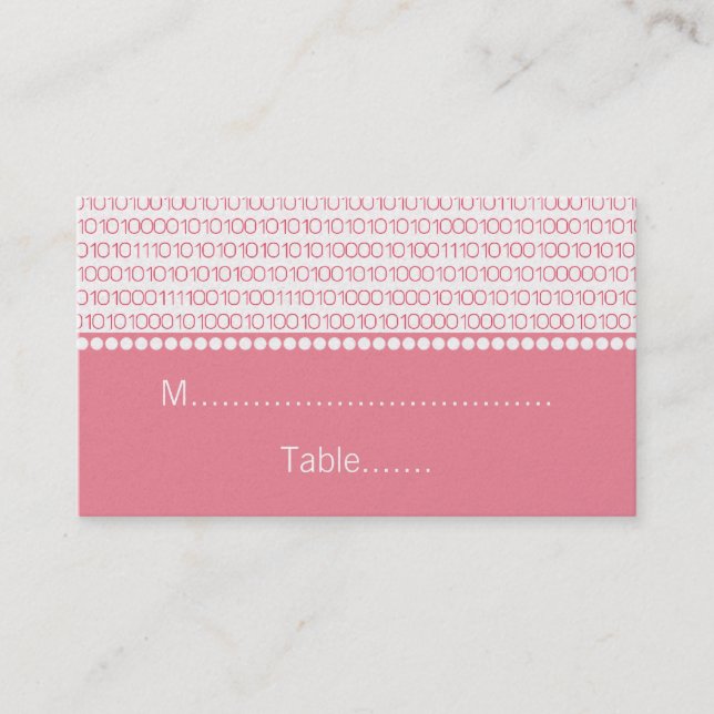 Geek Chic Wedding Place Cards, Pink Card (Front)