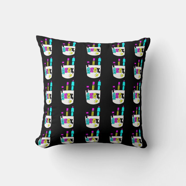 geek cmyk pocket protector design throw pillow (Front)