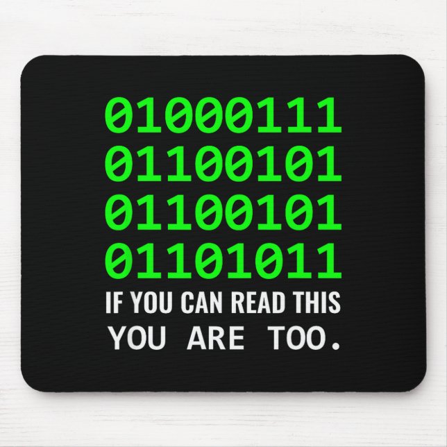 Geek Computer Binary Code Software Developer  Mouse Pad (Front)