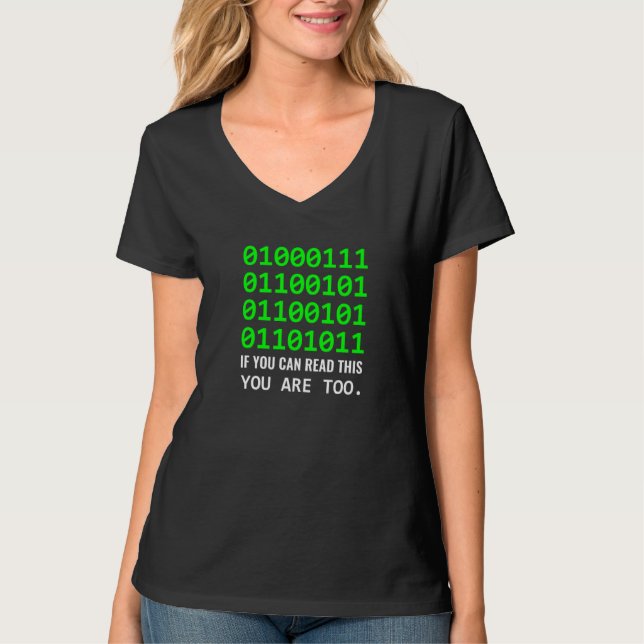 Geek Computer Binary Code Software Developer T-Shirt (Front)