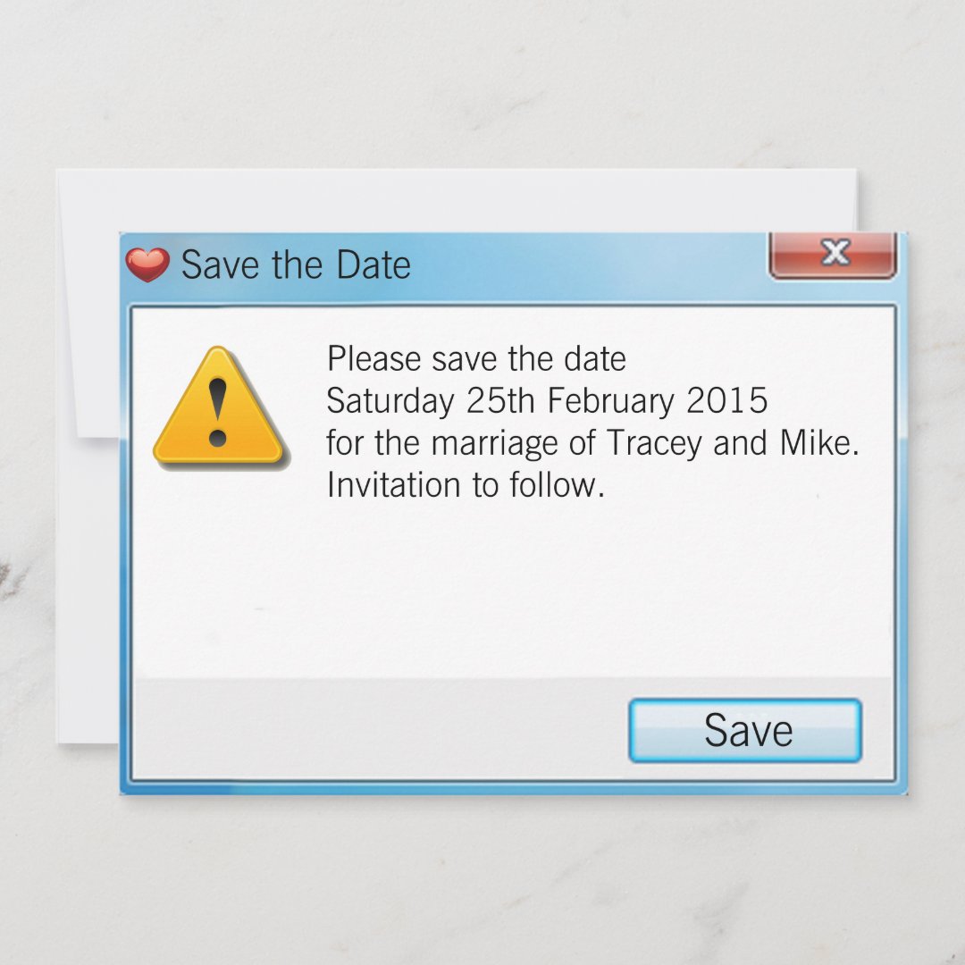 Geek Error Message Save the Date Invitation Blue Zazzle