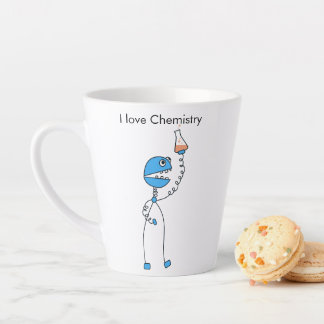Geek Funny Cartoon Robot Chemist I Love Chemistry Latte Mug