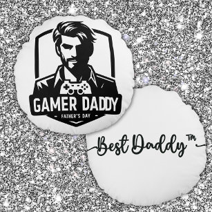 Geek Gamer Dad Happy Father's Day   Round Pillow