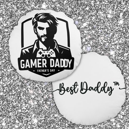 Geek Gamer Dad Happy Fathers Day  Round Pillow