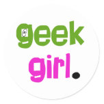 Geek Girl Classic Round Sticker