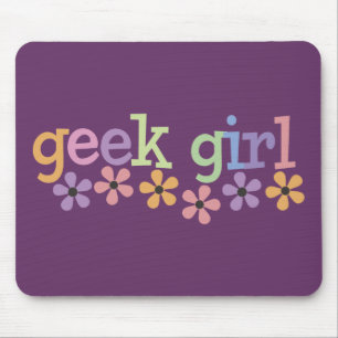 Geek Girl Daisies Mouse Pad