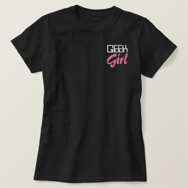 Geek Girl Embroidered Polo Shirt (Design Front)