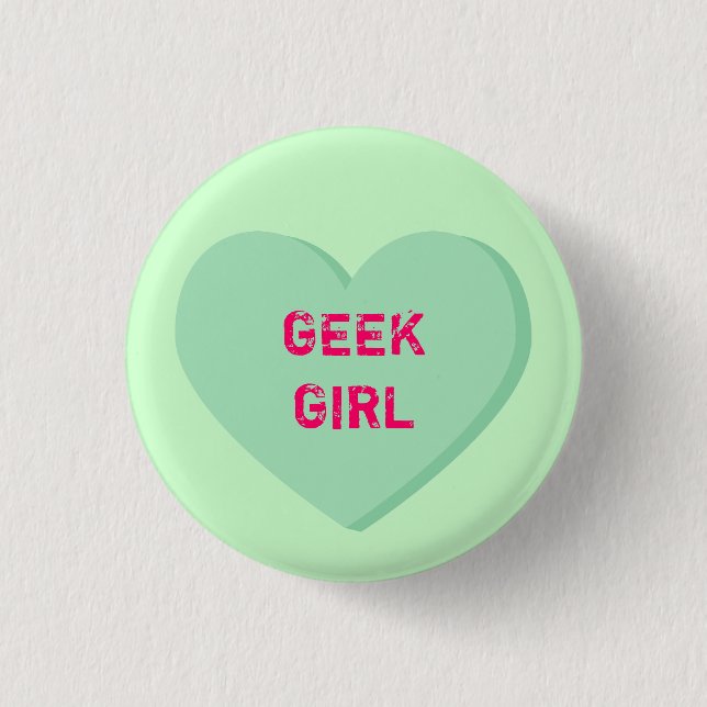 Geek Girl Heart Pinback Button (Front)