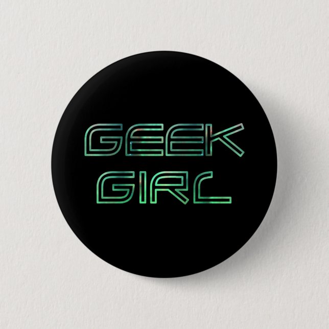 geek girl pinback button (Front)