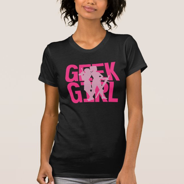 Geek Girl Pink on Black Tee (Front)