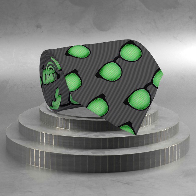 Geek Glasses - Programmer / Dev theme striped Neck Tie (Creator Uploaded)