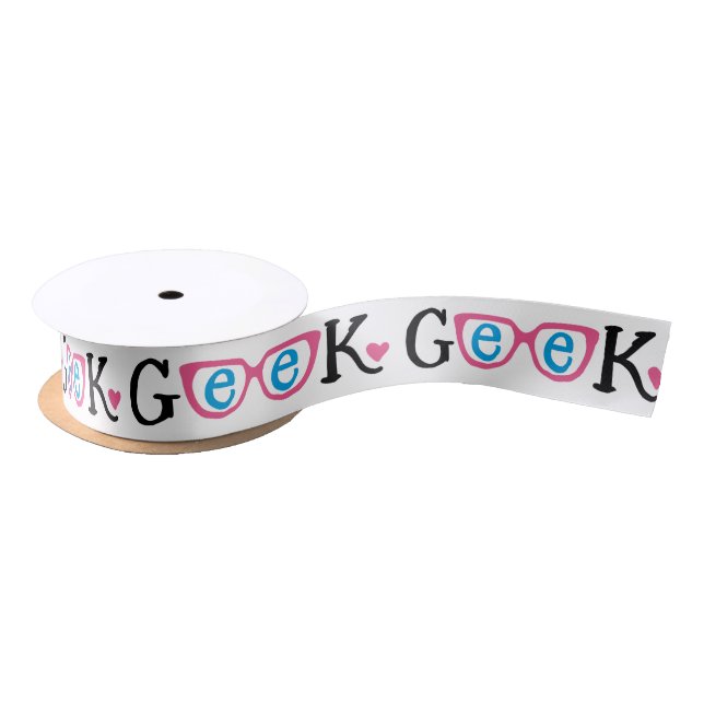 Geek Glasses Ribbon with Pink Heart (Spool)