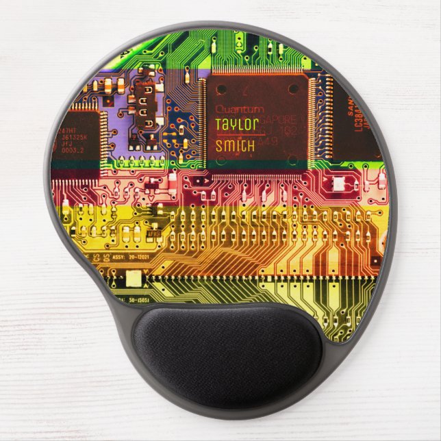 Geek & Glitch printed circuit board robotic Name Gel Mouse Pad (Front)