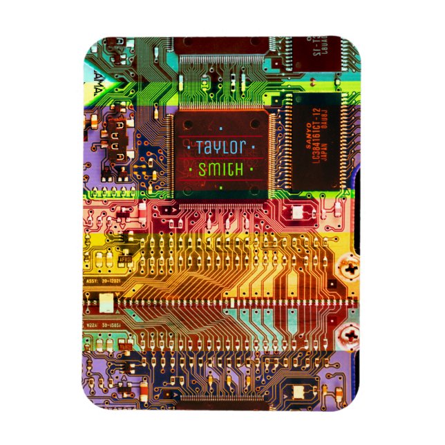 Geek & Glitch printed circuit board robotic Name Magnet (Vertical)