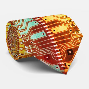 Geek & Glitch printed circuit board robotic Name Neck Tie
