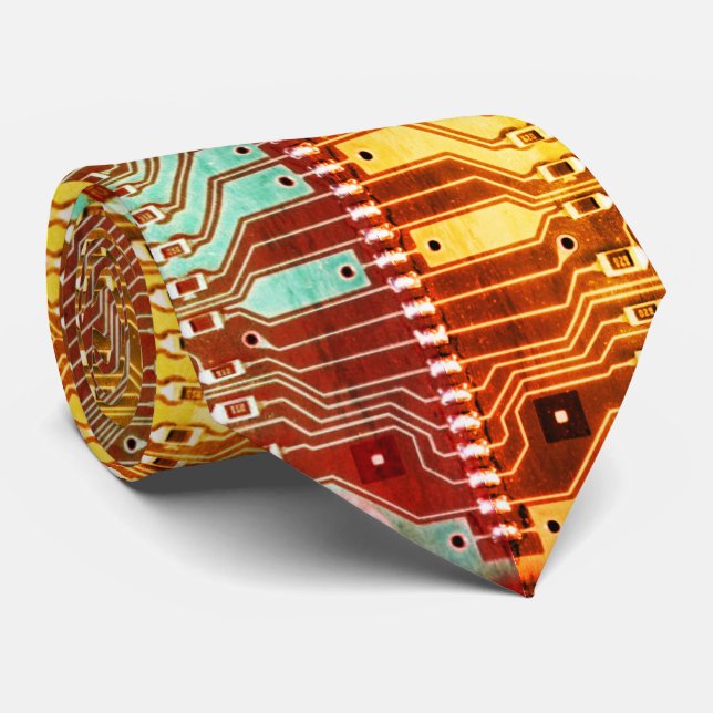 Geek & Glitch printed circuit board robotic Name Neck Tie (Rolled)