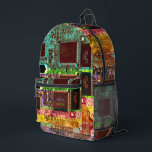 Geek & Glitch printed circuit board robotic Name Printed Backpack<br><div class="desc">Geeky glitch robotic style creation with green,  purple,  pink,  blue and yellow printed circuit board. Geometric and trendy rainbow design. Name and text to personalize on a processor.</div>