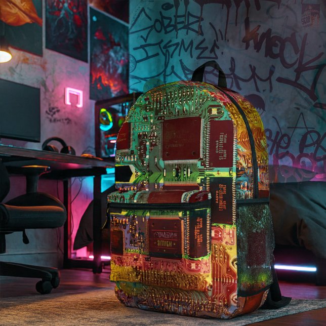 Geek & Glitch printed circuit board robotic Name Printed Backpack (Creator Uploaded)