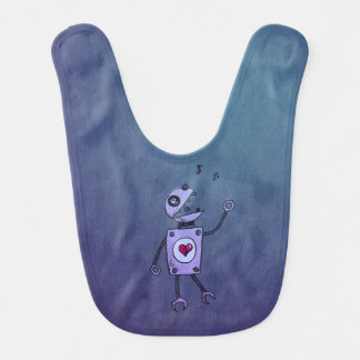 Geek Grunge Happy Singing Retro Robot Baby Bib
