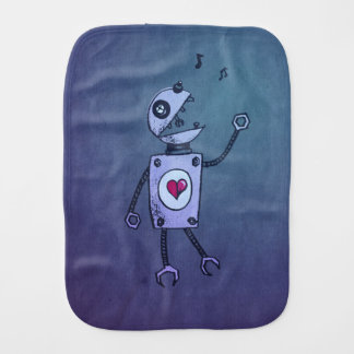 Geek Grunge Happy Singing Retro Robot Burp Cloth