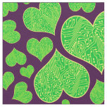 Geek Love Green Circuit Board Heart Pattern Fabric