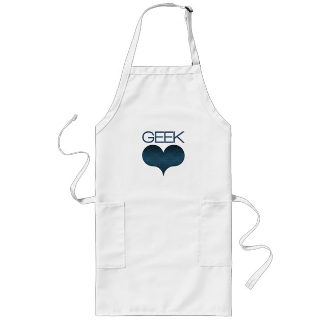 Geek Love (Heart) Apron, Dark Blue Long Apron (Front)