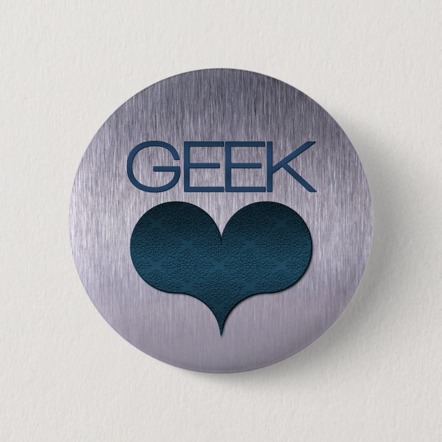 Geek Love (Heart) Button, Dark Blue Button (Front)
