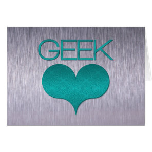 Geek Love (Heart) Card, Turquoise Cards