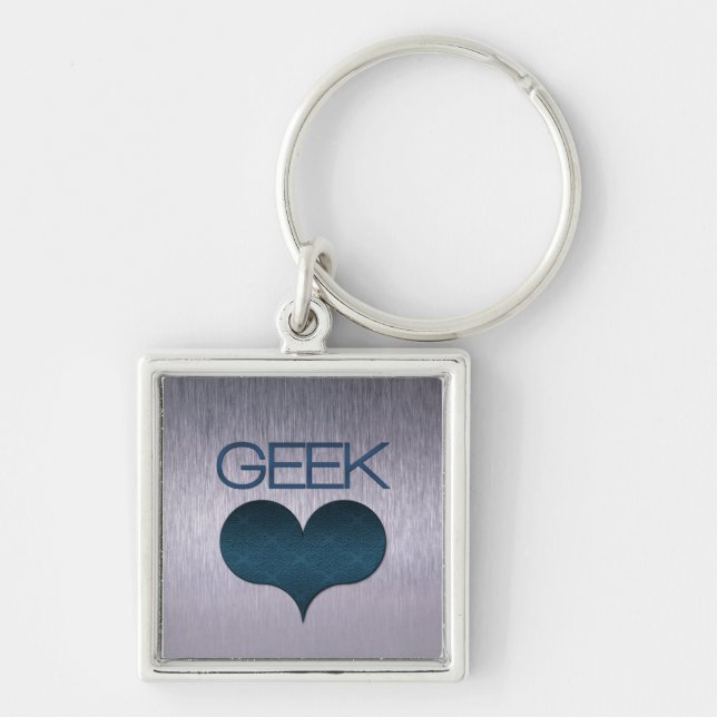 Geek Love (Heart) Keychain, Dark Blue Keychain (Front)