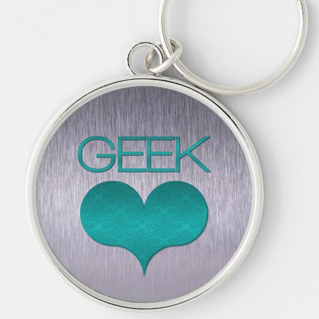 Geek Love (Heart) Keychain, Turquoise Keychain (Front)