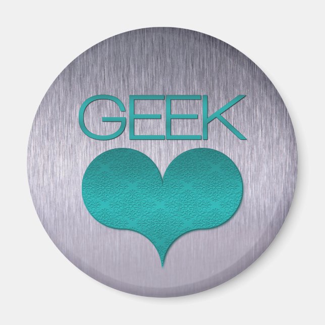 Geek Love (Heart) Magnet, Turquoise Magnet (Front)