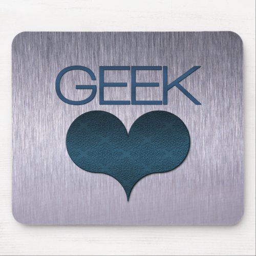 Geek Love Heart Mousepad Dark Blue Mouse Pad