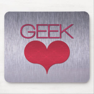 Geek Love (Heart) Mousepad, Dark Pink Mouse Pad