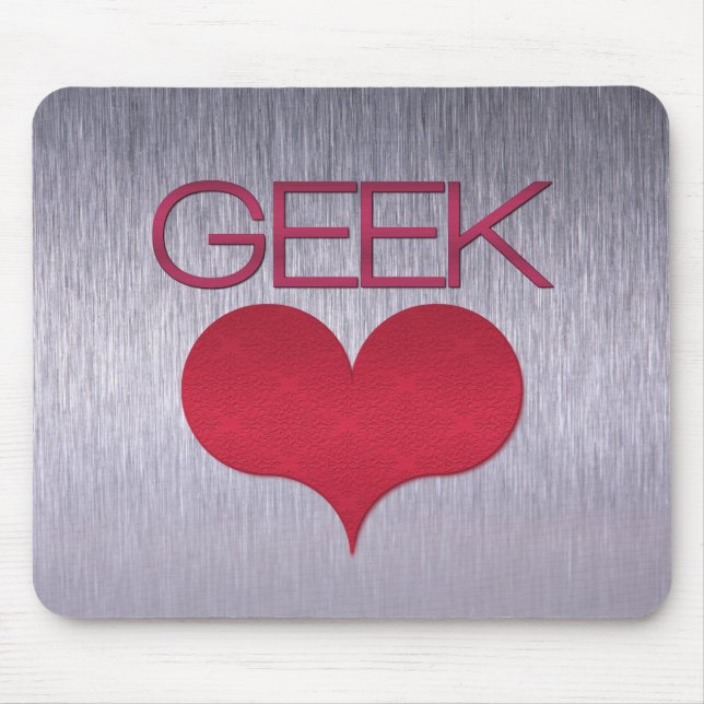 Geek Love (Heart) Mousepad, Dark Pink Mouse Pad (Front)