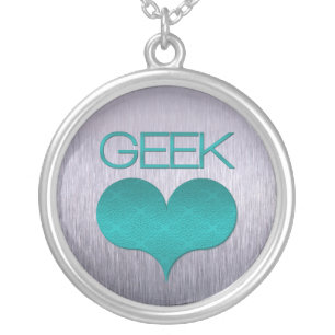 Geek Love (Heart) Necklace, Turquoise Silver Plated Necklace