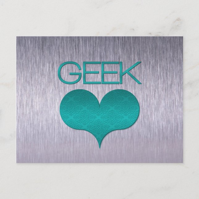 Geek Love (Heart) Postcard, Turquoise Postcard (Front)