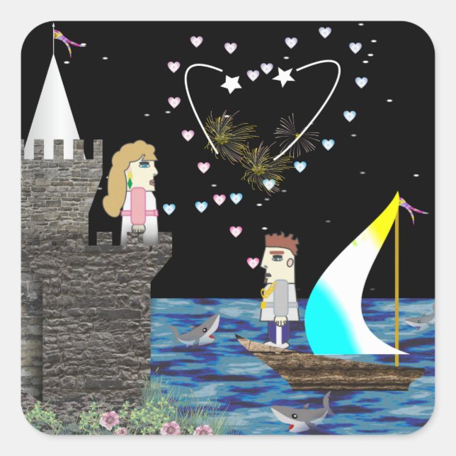 Geek Love Old Game School Custom Square Sticker (Front)