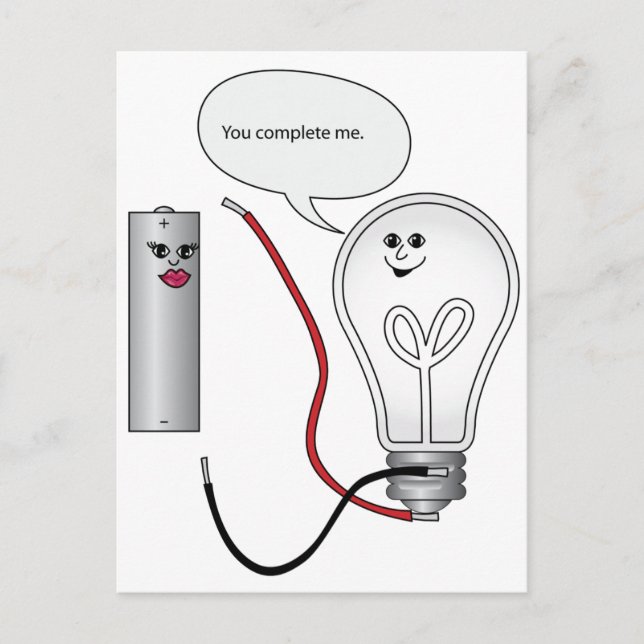 Geek Love You Complete Me Electrical Circuit Postcard (Front)