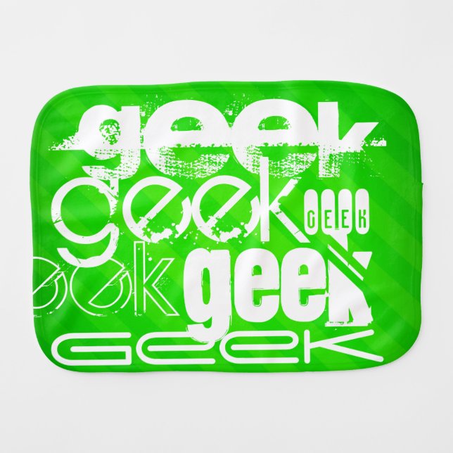 Geek; Neon Green Stripes Burp Cloth (Front Horizontal)
