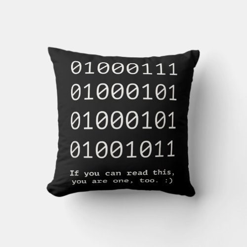 GEEK Nerd Binary Text Code Software Engineer Throw Pillow