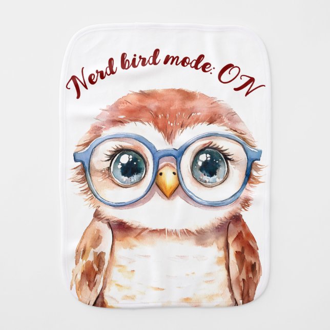 Geek Nerd Bird  Baby Burp Cloth (Front)